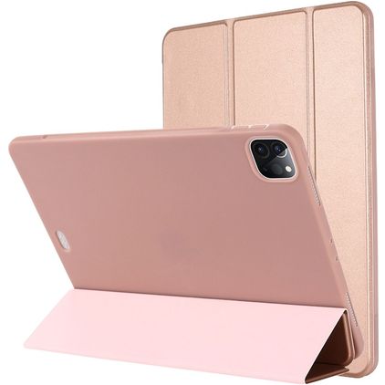 Mobigear Tri-Fold Gel Coque iPad Pro 12.9 Pouces (2022) Etui en TPU,Similicuir - Rose doré