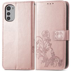 Mobigear Clover Housse Motorola Moto E32s Etui Porte-Monnaie - Rose doré
