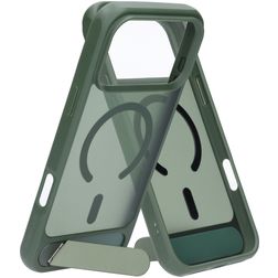 Mobiparts Hardcover iPhone 18 Pro Max MagSafe Plastique rigide Coque arrière avec béquille - Satin Green