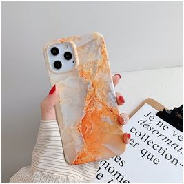 Mobigear Marble Coque iPhone 12 Pro Max Coque arrière en TPU Souple - Orange