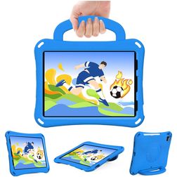 Mobigear Football Coque iPad Air 11 Pouces (2026) Coque arrière en EVA + Bandoulière + Support Amovible - Bleu