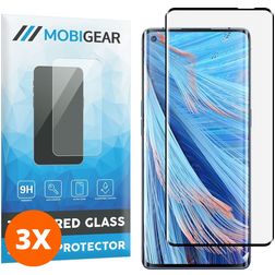 Mobigear Curved OPPO Find X2 Neo Verre trempé Protection d'écran - Compatible Coque - Noir (Lot de 3)