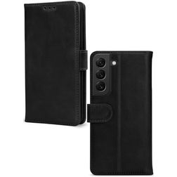 Mobilize Wallet Housse Samsung Galaxy S22 Etui en Cuir Véritable Porte-Monnaie - Noir