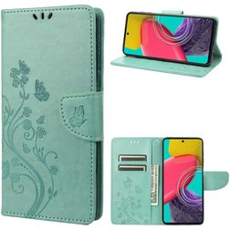Mobigear Flowers Housse Samsung Galaxy M53 Etui Porte-Monnaie - Vert