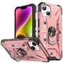 Mobigear Armor Ring Coque iPhone 14 Coque arrière Rigide Anti-Chocs avec Anneau-Support - Rose doré