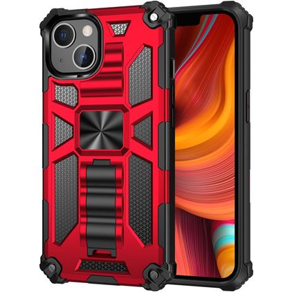Mobigear Armor Stand Coque iPhone 13 Pro Coque arrière Rigide Anti-Chocs avec Support Amovible - Rouge