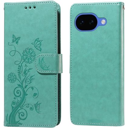 Mobigear Flowers Housse Google Pixel 10a Etui Porte-Monnaie - Vert