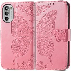 Mobigear Butterfly Motorola Moto G82 Étui Portefeuille - Rose