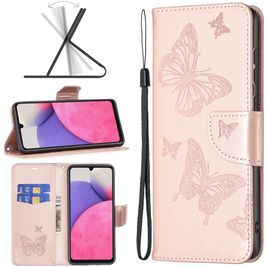 Mobigear Butterfly Housse Samsung Galaxy A33 Etui Porte-Monnaie - Rose doré