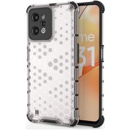Mobigear Honeycomb Coque Realme C31 Coque arrière Rigide Anti-Chocs - Blanc