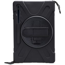 Xccess Survivor All-round Coque Samsung Galaxy Tab S8 Plus Coque arrière en Plastique rigide,Silicone + Bandoulière + Support Amovible - Noir