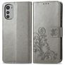 Mobigear Clover Housse Motorola Moto E32 Etui Porte-Monnaie - Gris