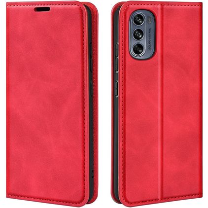 Mobigear Retro Slim Housse Motorola Moto G62 Etui Porte-Monnaie - Rouge