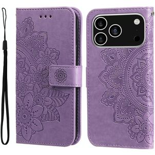 Mobigear Flowers Housse iPhone 17 Pro Etui Porte-Monnaie - Violet