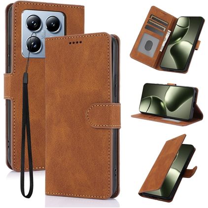 Mobigear Wallet Housse Xiaomi 14T Pro Etui Porte-Monnaie - Marron