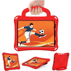 Mobigear Football Coque iPad Air 11 Pouces (2025) Coque arrière en EVA + Bandoulière + Support Amovible - Rouge