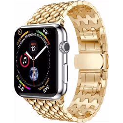 Mobigear Dragon Bracelet Acier Apple Watch Fermeture boucle déployante - 49/46/45/44 mm - Or