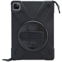 Xccess Survivor All-round Coque iPad Pro 12.9 Pouces (2022) Coque arrière en Plastique rigide,Silicone + Bandoulière + Support Amovible - Noir