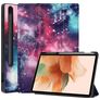 Mobigear Tri-Fold Gel Coque Samsung Galaxy Tab S7 FE Etui en TPU,Similicuir + Porte-crayon - Milky Way