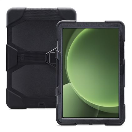 Xccess Survivor All-round Coque Samsung Galaxy Tab Active5 Pro Coque arrière en Plastique rigide,Silicone + Bandoulière + Support Amovible - Noir