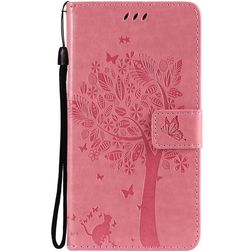 Mobigear Tree Housse Samsung Galaxy S21 Etui Porte-Monnaie - Magenta