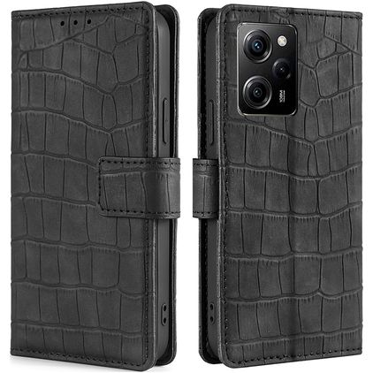 Mobigear Croco Housse POCO X5 Pro Etui Porte-Monnaie - Noir