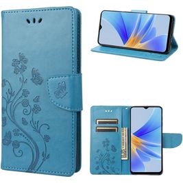 Mobigear Flowers Housse OPPO A17 Etui Porte-Monnaie - Bleu