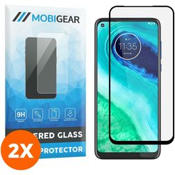 Mobigear Premium Motorola Moto G8 Verre trempé Protection d'écran - Compatible coque - Noir (Lot de 2)