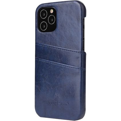 Fierre Shann Premium Card iPhone 12 Mini Coque arrière avec porte-cartes - Bleu