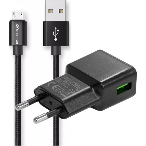 Mobigear Essentials - Simple USB Chargeur Micro USB 1 mètre 12W 2.4A - Noir