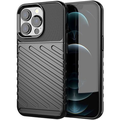 Mobigear Groove Coque iPhone 13 Pro Max Coque arrière en TPU Souple - Noir