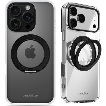 Mobilize 360 Rotating Ring Coque iPhone 16 Pro MagSafe Coque arrière Rigide avec Anneau-Support - Noir