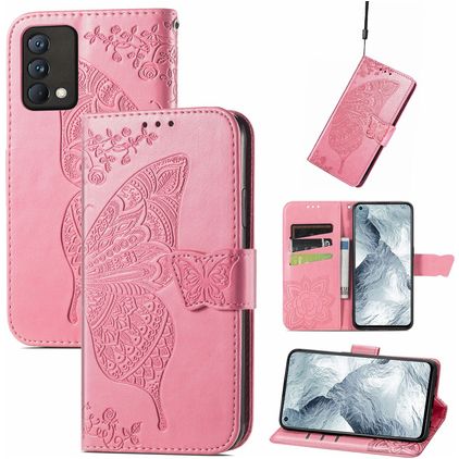 Mobigear Butterfly Housse Realme GT Master Edition Etui Porte-Monnaie - Rose