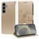 Mobigear Flowers Housse Samsung Galaxy S25 Etui Porte-Monnaie - Or