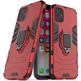 Mobigear Armor Ring Coque iPhone 11 Coque arrière Rigide Anti-Chocs avec Anneau-Support - Rouge