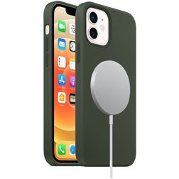 Mobigear Rubber Touch Coque iPhone 12 Mini MagSafe Coque arrière en Silicone - Vert