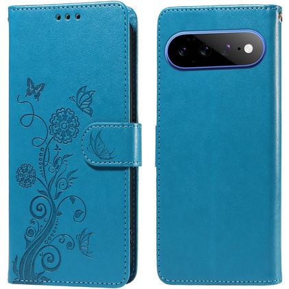 Mobigear Flowers Housse Google Pixel 11 Pro XL Etui Porte-Monnaie - Bleu