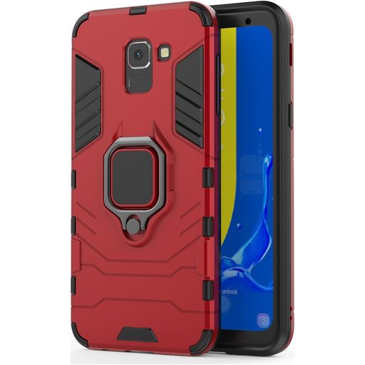 Mobigear Armor Ring Coque Samsung Galaxy J6 (2018) Coque arrière Rigide Anti-Chocs avec Anneau-Support - Rouge
