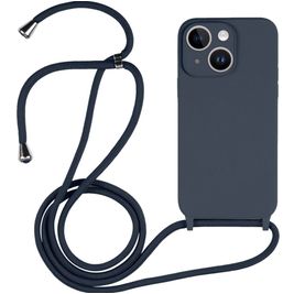 Mobigear Lanyard iPhone 14 Coque avec cordon en Silicone - Dark Blue Mobigear Lanyard iPhone 14 Coque avec cordon en Silicone - Dark Blue