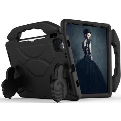 Mobigear Thumbs Up Coque iPad Air 4 (2020) Coque de tablette pour enfants avec Poignée Enfants en EVA - Noir