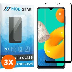Mobigear Premium Samsung Galaxy M32 4G Verre trempé Protection d'écran - Compatible Coque - Noir (Lot de 3)