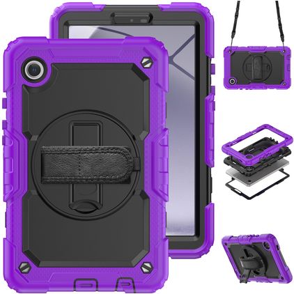 Mobigear SureGrip Xtreme Samsung Galaxy Tab A9 (2023) Plastique rigide / Silicone Coque arrière + Bandoulière + Support - Violet