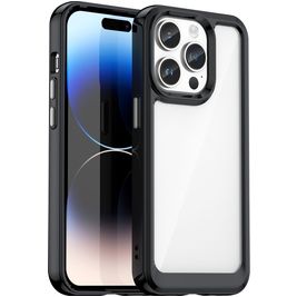 Mobigear Crystal Coque iPhone 15 Pro Max Coque arrière Rigide - Transparent / Noir