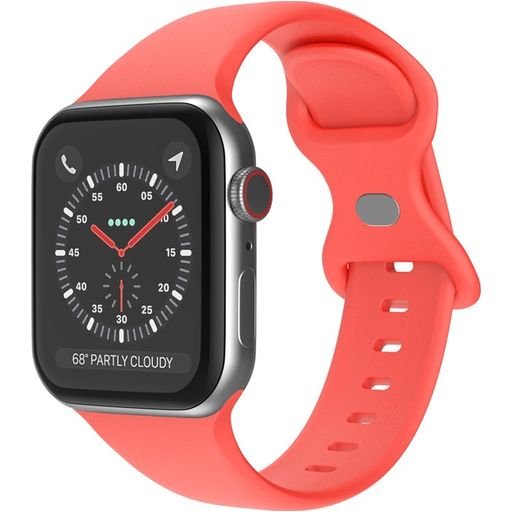 Mobigear Sport Dual Bracelet Silicone Apple Watch Fermeture à clou et passant - 49/46/45/44 mm - Corail