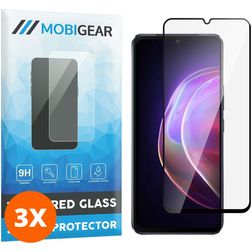 Mobigear Premium Vivo V21 Verre trempé Protection d'écran - Compatible Coque - Noir (Lot de 3)