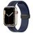 Mobigear Stripe Mag Bracelet Silicone Apple Watch Fermeture magnétique - 49/46/45/44 mm - Noir / Bleu Marin