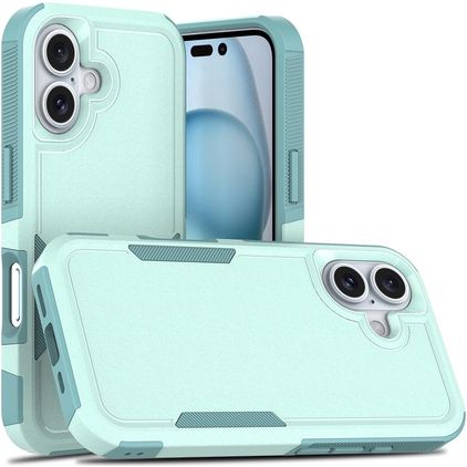 Mobigear Heavy Armor Coque iPhone 16 Coque arrière Rigide Anti-Chocs - Vert