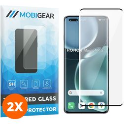 Mobigear Premium HONOR Magic 4 Pro Verre trempé Protection d'écran - Compatible Coque - Noir (Lot de 2)
