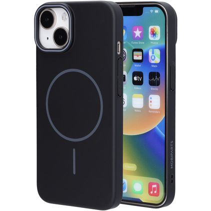 Mobiparts Slim Line Coque iPhone 14 MagSafe Coque arrière Rigide - Onyx Black