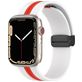 Mobigear Stripe Mag Bracelet Silicone Apple Watch Fermeture magnétique - 42/41/40/38 mm - Blanc / Rouge